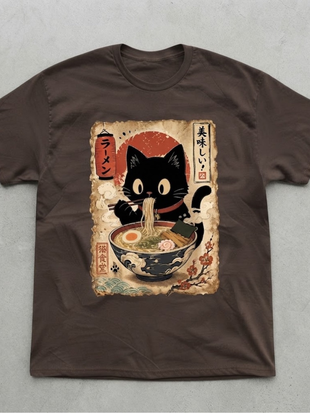 Cat Ramen Noodle Cotton Gildan T-shirt